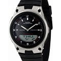 Casio Casio Illuminator  AW-80-1AVDF (AW-80-1A)  AW-80-1A автокварц (кинетик) мужские часы черный циферблат, браслет пластик — вид спереди