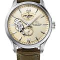 Orient Orient Star RE-AV0B10G0  RE-AV0B10G0 механические мужские часы бежевый циферблат, браслет кожаный — вид спереди
