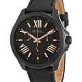 Fossil Fossil Banon AM4523  AM4523 кварцевые мужские часы черный циферблат, браслет кожаный — вид спереди