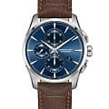 Hamilton Hamilton Jazzmaster Auto Chrono H32586541  H32586541 механические мужские часы синий циферблат, браслет кожаный — вид спереди