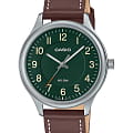 Casio Casio Collection MTP-B160L-3BVDF (MTP-B160L-3B)  MTP-B160L-3BV кварцевые мужские часы зеленый циферблат, браслет кожаный — вид спереди