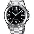 Casio Casio MTP-1259PD-1A  MTP-1259PD-1A кварцевые мужские часы черный циферблат, браслет нержавеющая сталь — вид спереди