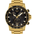 Tissot Tissot SuperSport Chrono T125.617.33.051.01 SuperSport Chrono T1256173305101 кварцевые мужские часы  черный циферблат, браслет сталь c pvd покрытием — вид спереди