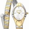 Just Cavalli Just Cavalli Serpente Prestigio JC1L182M0025  JC1L182M0025 кварцевые женские часы  серебристый циферблат, браслет нержавеющая сталь с pvd-покрытием — вид спереди