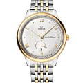 Omega Omega De Ville Prestige 434.20.41.21.02.001 Prestige 43420412102001 механические мужские часы  серебристый циферблат, браслет сталь + золото — вид спереди