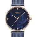 Obaku Obaku Mesh V268LXVLML  V268LXVLML кварцевые женские часы синий циферблат, браслет сталь с ip покрытием — вид спереди