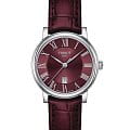 Tissot Tissot Carson Premium Lady T122.210.16.373.00 Carson T1222101637300 кварцевые женские часы  бордовый циферблат, браслет кожаный — вид спереди
