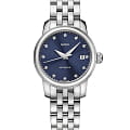 Mido Mido Baroncelli Lady Twenty Five M039.007.11.046.00  M0390071104600 механические женские часы синий циферблат, браслет нержавеющая сталь — вид спереди