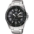 Casio Casio Edifice EF-132D-1A7 EF EF-132D-1A7 кварцевые мужские часы черный циферблат, браслет 18-каратное желтое золото — вид спереди