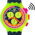 Swatch Swatch Big Bold Chrono Biosourced Pay! SB06J101-5300  SB06J101-5300 кварцевые мужские часы синий циферблат, браслет биоматериал — вид спереди
