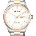 Citizen Citizen Tsuyosa NH8356-87A  NH8356-87A механические мужские часы белый циферблат, браслет нержавеющая сталь с ip-покрытием — вид спереди