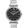 Fossil Fossil Carlie  BQ3496  BQ3496 кварцевые женские часы черный циферблат, браслет нержавеющая сталь — вид спереди