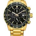 Citizen Citizen Chronograph AN3682-54E  AN3682-54E кварцевые мужские часы  черный циферблат, браслет нержавеющая сталь с ip-покрытием — вид спереди