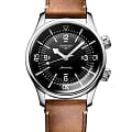 Longines Longines Legend Diver L3.764.4.50.0  L37644500 механические мужские часы  черный циферблат, браслет кожаный — вид спереди