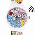Swatch Swatch New Gent Bioceramic Swatch Pay! SO32W108-5300  SO32W108-5300 кварцевые мужские часы цветной циферблат, браслет силикон — вид спереди