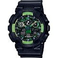 Casio Casio G-Shock GA-100LY-1A GA-100 GA-100LY-1A электронные мужские часы зеленый циферблат, браслет пластик — вид спереди