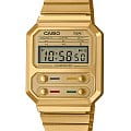 Casio Casio Vintage A100WEG-9A  A100WEG-9AEF кварцевые мужские часы черный циферблат, браслет нержавеющая сталь — вид спереди