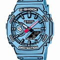 Casio Casio G-Shock GA-2100MNG-2A GA-2100 GA-2100MNG-2A электронные мужские часы синий циферблат, браслет пластик — вид спереди