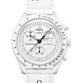 Swatch Swatch x Omega Bioceramic Moonswatch Mission to the Moonphase - Full Moon SO33W700  SO33W700 кварцевые женские часы белый циферблат, браслет нейлон — вид спереди