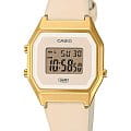 Casio Casio Vintage LA680WEGL-4EF  LA680WEGL-4EF кварцевые женские часы  циферблат, браслет кожаный — вид спереди