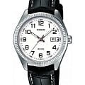 Casio Casio LTP-1302L-7B  LTP-1302L-7B кварцевые женские часы белый циферблат, браслет кожаный — вид спереди