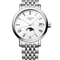 Longines Longines Elegant Collection Moonphase L4.330.4.11.6  L43304116 кварцевые мужские часы  белый циферблат, браслет нержавеющая сталь — вид спереди