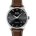 Mido Mido Baroncelli M8600.4.18.8  M86004188 механические мужские часы черный циферблат, браслет кожаный — вид спереди