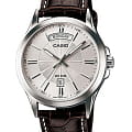 Casio Casio Collection MTP-1381L-7AVDF (MTP-1381L-7A)  MTP-1381L-7A кварцевые мужские часы серебристый циферблат, браслет кожаный — вид спереди