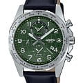 Casio Casio Collection MTP-W500L-3A  MTP-W500L-3A кварцевые мужские часы зеленый циферблат, браслет кожаный — вид спереди
