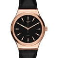 Swatch Swatch Irony Sistem51 YIG400  YIG400 механические мужские часы черный циферблат, браслет кожаный — вид спереди