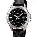 Casio Casio LTP-1308L-1A  LTP-1308L-1A кварцевые женские часы черный циферблат, браслет кожаный — вид спереди