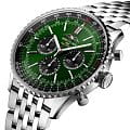 Breitling Breitling Navitimer B01 Chronograph 46 AB0137241L1A1 механические мужские часы часы крупный план зеленый циферблата