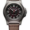 Victorinox Victorinox I.N.O.X. Titanium 241778  241778 кварцевые мужские часы черный циферблат, браслет кожаный — вид спереди