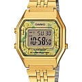 Casio Casio Collection LA680WEGA-9C Retro LA680WEGA-9C кварцевые женские часы золотой циферблат, браслет нержавеющая сталь — вид спереди
