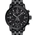 Tissot Tissot PRC 200 Chronograph T114.417.33.057.00 PRC 200 T1144173305700 кварцевые мужские часы  черный циферблат, браслет сталь c pvd покрытием — вид спереди