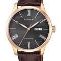 Citizen Citizen Automatic NH8353-00H  NH8353-00H механические мужские часы черный циферблат, браслет кожаный — вид спереди