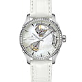 Hamilton Hamilton Jazzmaster Open Heart Lady Auto H32205890  H32205890 механические женские часы перламутровый циферблат, браслет кожаный — вид спереди