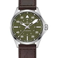 Hamilton Hamilton Khaki Aviation Pilot Auto H76305560  H76305560 механические мужские часы зеленый циферблат, браслет кожаный — вид спереди