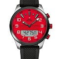 Swiss Military by Chrono Swiss Military by Chrono SM34061.02  SM34061.02 кварцевые мужские часы  красный циферблат, браслет каучук — вид спереди