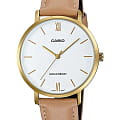 Casio Casio Collection LTP-VT01GL-7B  LTP-VT01GL-7B кварцевые женские часы серебристый циферблат, браслет кожаный — вид спереди