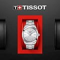 Tissot Tissot Gentleman T127.410.11.031.00 кварцевые мужские часы часы, крупный план серебристый циферблат