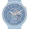 Swatch Swatch Big Bold Bioceramic Lacquered SB03N100  SB03N100 кварцевые мужские часы  голубой циферблат, браслет силикон — вид спереди