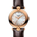 Tissot Tissot Pretty Lady 18K Gold T918.210.76.116.00  T9182107611600 кварцевые женские часы  перламутровый циферблат, браслет кожаный — вид спереди