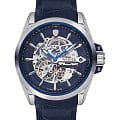 Wainer Wainer WA.25677-D		  WA.25677-D механические мужские часы  синий циферблат, браслет кожаный — вид спереди
