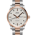 Mido Mido Multifort Gent M005.430.22.031.80  M0054302203180 механические мужские часы бежевый циферблат, браслет нержавеющая сталь — вид спереди