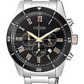 Citizen Citizen Chronograph AN8168-51H  AN8168-51H кварцевые мужские часы  черный циферблат, браслет нержавеющая сталь — вид спереди