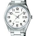 Casio Casio MTP-1302PD-7B  MTP-1302PD-7B кварцевые мужские часы белый циферблат, браслет нержавеющая сталь — вид спереди