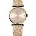 Longines Longines La Grande Classique L4.209.1.93.8  L42091938 кварцевые женские часы  золотой циферблат, браслет сталь c pvd покрытием — вид спереди