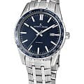 Jacques Lemans Jacques Lemans Liverpool 1-2075F  1-2075F механические мужские часы  синий циферблат, браслет нержавеющая сталь — вид спереди