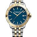 Raymond Weil Raymond Weil Tango 8160-STP-50041  8160-STP-50041 кварцевые мужские часы  синий циферблат, браслет нержавеющая сталь с pvd-покрытием — вид спереди